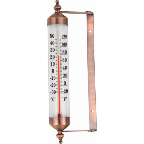 Thermomètres extérieurs terrasse thermomètre décoratif jauge murale double échelle terrasse jardin serre cuivre 10 pouces (1/5)