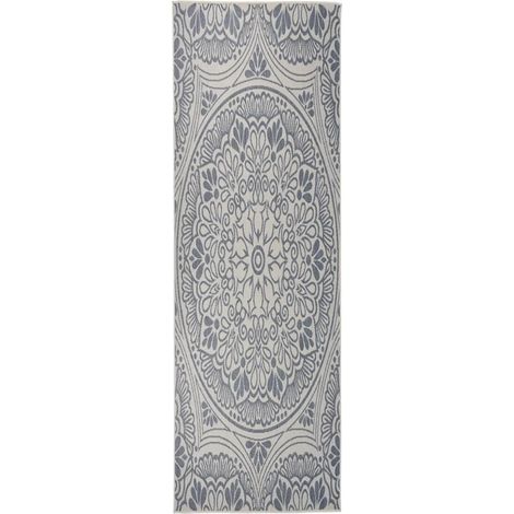 Outdoor-Teppich Flachgewebe 80x250 cm Blaues Muster