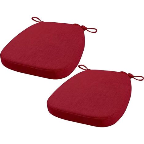 Coussin de Chaise avec Sangles Amovible, Lavable, Double antidérapant Haute élasticité40X38X33CM(3CM),Rouge vin,2 pièces