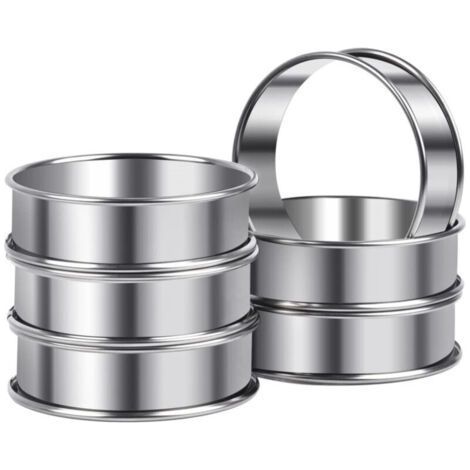 6 Pieces Tartlet Circle, Pastry Circle 8cm, Pastry Circles and Frames, Tartlet Circle, Pancake Mold, Stainless Steel Kitchen Circle for Muffins Tarts Cakes Crumpets, for Baking