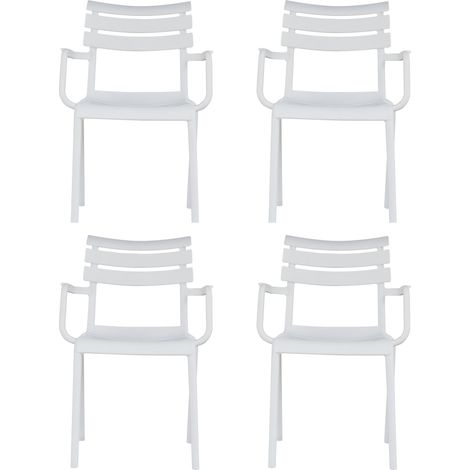 Set 4 Sedie per Esterni Moderne con Braccioli per Giardini, Bar, Ristoranti Bianche (1/5)