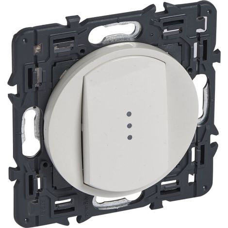 Poussoir inverseur a voyant complet blan (067733) (1/2)