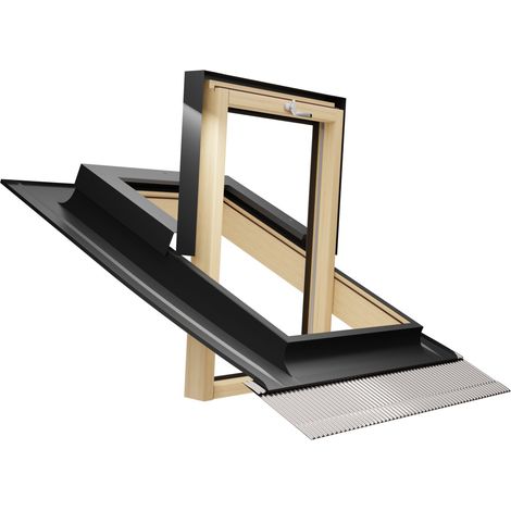 Emica Finestre da tetto, Lucernario Linea Habitat con apertura Bilico in alluminio, Vetrata basso emissivo Certificata, Interno Legno Abete, Apertura a 130 gradi (94x98 Base x Altezza) (1/5)