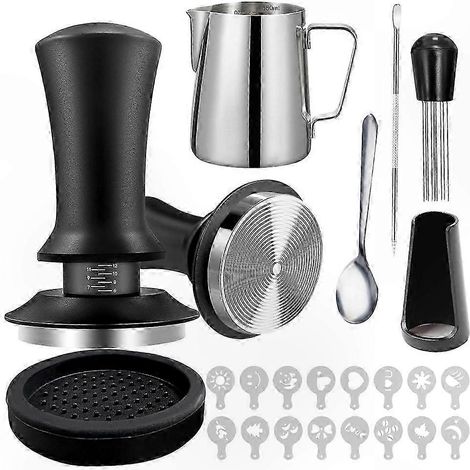 22-teiliges Barista-Set: Espressotassenpresse, WDT-Werkzeug, Rührstab und Milchkännchen zum Aufschäumen von Kaffee. (1/5)