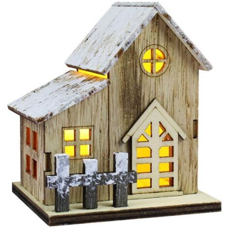 BUNTHAUS Cabane en Bois avec Lumières LED, Décoration de Noël Parfaite, Maison en Bois Lumineuse pour Bureaux, Magasins et Maisons (2) (1/5)