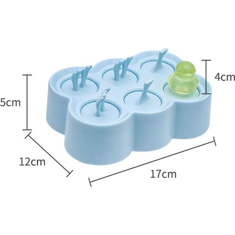 Moule à glace 6 cavités sans BPA, DIY enfants silicone crème glacée moule maison cuisine bleu clair, bleu spatial version rectangulaire cartoon