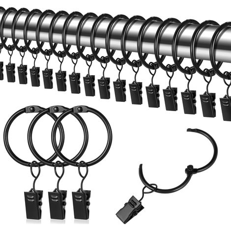 Anneaux Rideau Métal - Diamètre Intérieur 32mm - Pour Tringle Maison Et Douche - Lot De 25 Pièces (1/5)