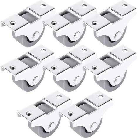 Lot de 8 mini roulettes de 25 mm pour meubles et équipements fixes