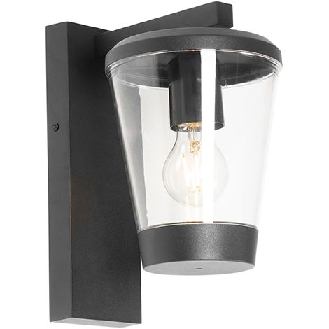 QAZQA Moderno Aplique de pared exterior moderno negro IP44 - Joren Aluminio /Plástico Redonda Adecuado para LED Max. 1 x 40 Watt