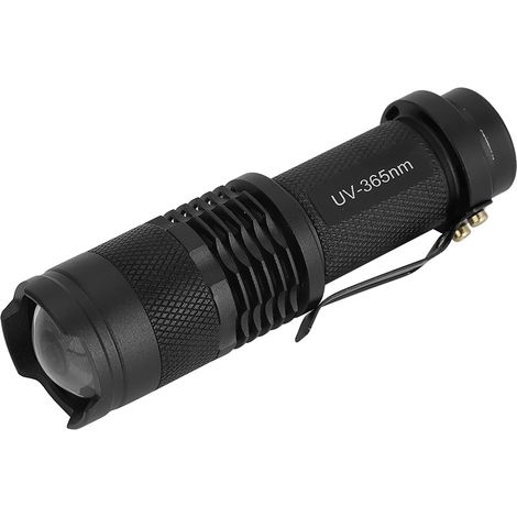 Lampe torche ultraviolette portable et étanche, lampe torche électrique, lumière de détection fluorescente 365 nm (1/5)