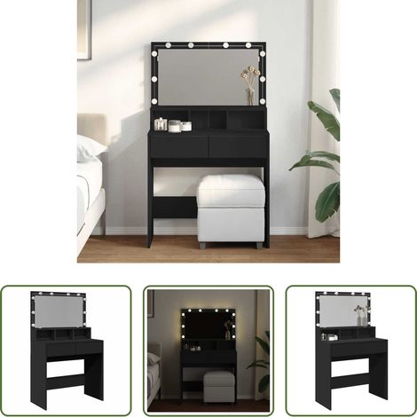LED-Beleuchtung - Schminktisch mit LED-Beleuchtung Schwarz 80x41x134,5 cm (1/5)