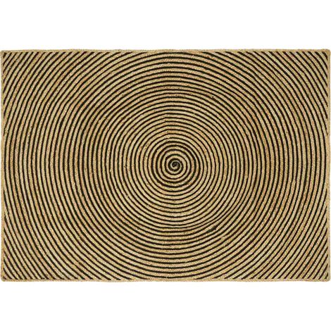 Teppich Natürlich und Schwarz 120 x 170 cm Jute