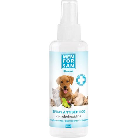MENFORSAN Spray Antiséptico con Clorhexidina para Animales  Desinfectante de heridas  Acción Hidratante y Reparadora  Protector de la Piel  60ml