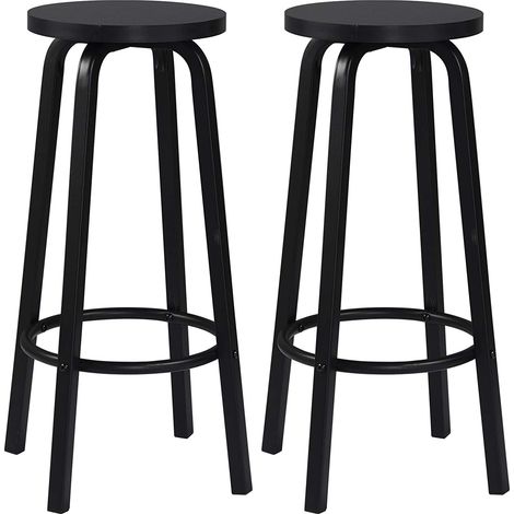 Woltu – Lot de 2 tabourets de bar noir – Siège en MDF résistant aux rayures – Hauteur 72 cm – Structure en métal – 30 x 30 cm (1/4)