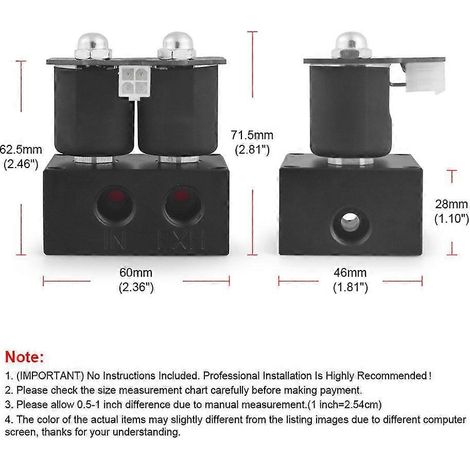 Ensemble de vannes solénoïdes universelles 12V pour collecteur de suspension pneumatique, amortisseur pneumatique (0-200 psi) (1/4)