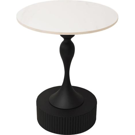 Table appoint Bout de canape Ronde Métal, Marbre, Noir (1/5)