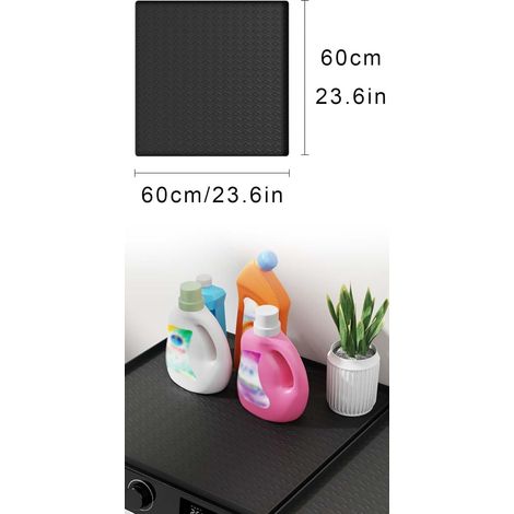 MINZHI 60 x 60 cm, plateau d'égouttement réutilisable, tapis de réfrigérateur avec plateau d'égouttement surélevé, pour machine à laver, mini réfrigérateur, tapis en silicone, convient pour (1/4)