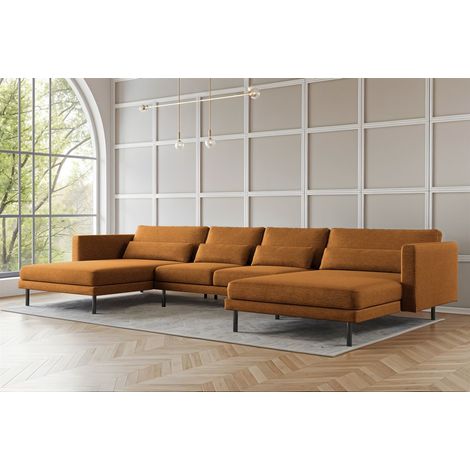 Wohnlandschaft U-Form Sofa AGADA in Stoff Verita Rostbraun (1/2)