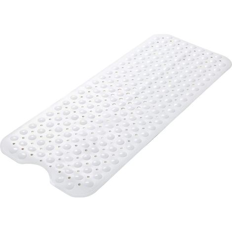 Tapis de bain extra long antidérapant pour enfants - Résistant à la moisissure, antibactérien, sans BPA, latex ni phtalates - Lavable en machine - Blanc 39 x 16 (1/5)