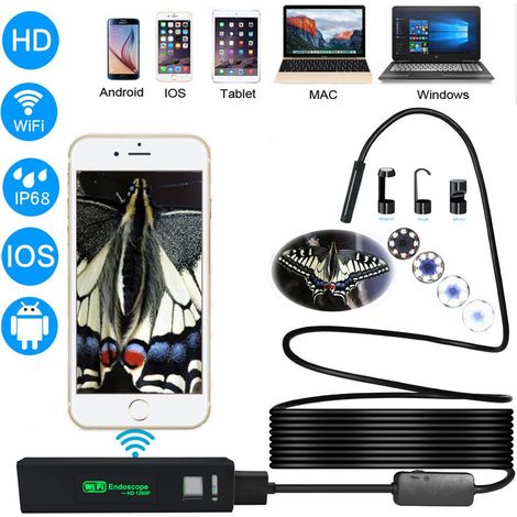 Endoscope ultra-clair 1200P près de la mise au point Apple Android IOS wifi endoscope de téléphone portable endoscope sans fil 8mm（10m)
