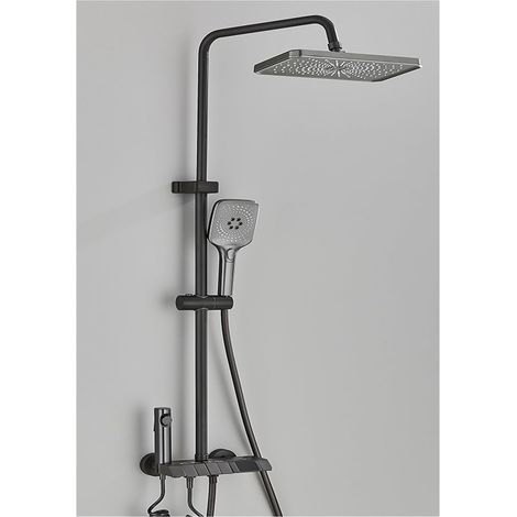 Ensemble de douche mitigeur thermostatique intelli Ensemble de douche numérique Piano noir, robinets de salle de bain en laiton intelligents, système de douche blanc à cascade chaude et froide ( Color (1/5)