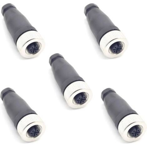 5 Pcs M12 5 Pôles Femelle Connecteur, IP67 Étanche A Codés Droits 5 Broches sur Place à Vis Capteur 12mm M12 5 Core Connecteurs Ronds Accessoires pour l'automatisation Industrielle 125V 4A AC/DC (1/5)