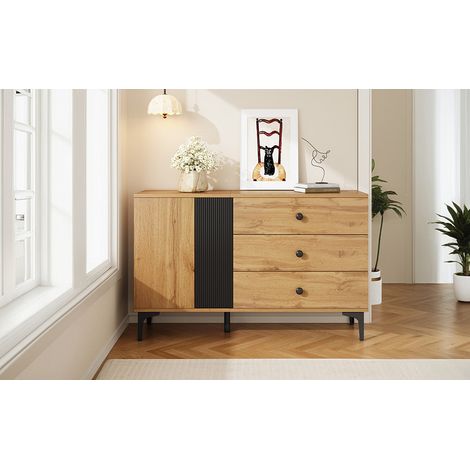 Meuble TV moderne et simple, buffet bas avec rangement, armoire de salon, commode en bois, 120L x 35P x 76H (cm) (1/5)