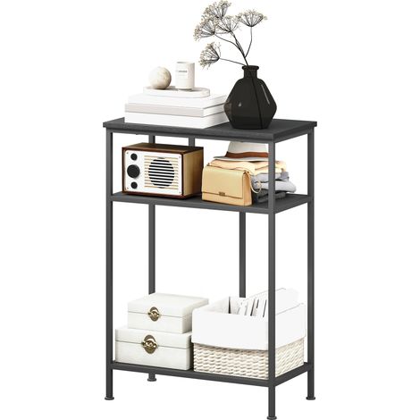 HOMCOM Mobile Consolle da Ingresso a 3 Ripiani in Metallo e Legno Nero (1/5)