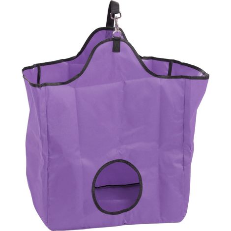 Sac à foin portable grande capacité pour chevaux, en tissu Oxford 600D imperméable, à distribution lente, violet. (1/5)