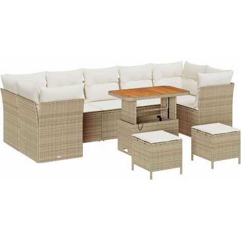 Maison Exclusive - Set Divano da Giardino con cuscino 10 pcs beige e panna