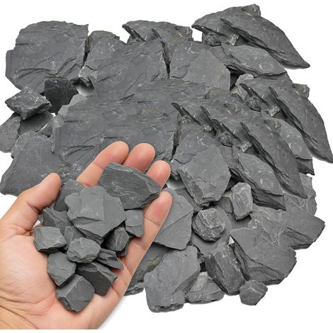 Pierres d'ardoise naturelle (800 g, 5-10 cm), pour aquarium, terrarium et bonsaï. Idéales pour le jardin, l'aquascaping et le bricolage. (1/5)