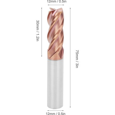 Fraise en carbure de tungstène, fraise à 4 dents pour aluminium, fraise en alliage de carbure de tungstène, outil de coupe CNC, fraise CNC 127512D (1/5)