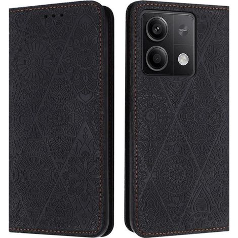 Étui Xiaomi Redmi Note 13 5G Housse Fermeture magnétique invisible PU Cuir Portefeuille Étui à rabat avec Support - Noir (1/4)