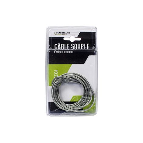 Cable universal flexible de 19 hilos con conector de tonel. Longitud total: 2500 mm, diámetro exterior: 2,5 mm. (bajo funda).