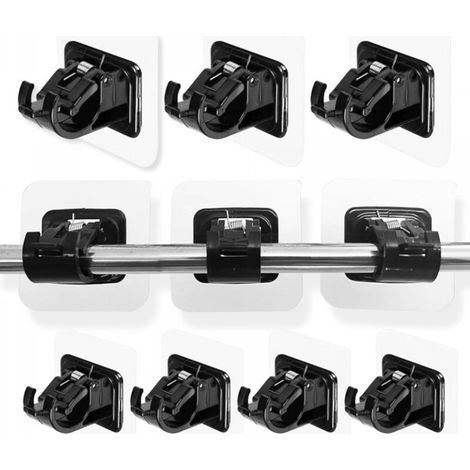 Lot de 10 supports de tringle à rideaux transparents et auto-adhésifs, sans perçage (noir) (1/5)