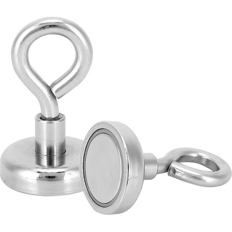 Lot de 2 crochets magnétiques puissants pour la récupération de pièces de quincaillerie, supportant jusqu'à 22 kg (48,5 lb), résistants à la rouille et idéaux pour la suspension. (1/5)