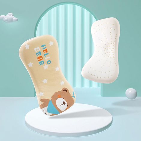 Oreiller double couche ajustable en mousse à mémoire de forme pour enfants, lavable, protection du cou, oreiller pour la sieste des tout-petits, motif petit ours, 3 cm (1/5)