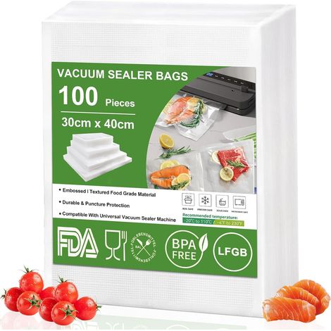100 Sachets Sac Sous Vide Alimentaire 30x40 cm, Sac Sous Vide Gaufré, sans BPA, Approuvé LFGB, Sachet Sous Vide Alimentaire pour Conservation des Aliments, la Cuisson et Cuiseur Sous Vide (1/5)