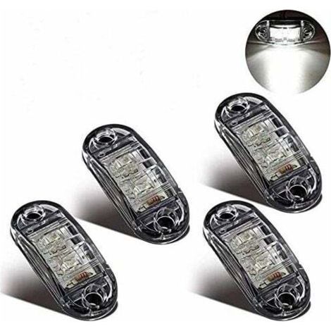 Feux de position latéraux à LED, feux de gabarit universels 12 V 24 V pour remorque, camion, caravane, bus (4 pièces, blanc)