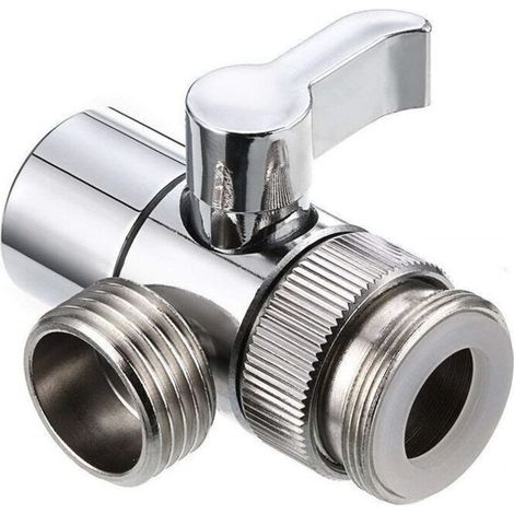 Robinetterie De Dérivation - Raccord G1/2 - Pour Lavabo Ou Baignoire - Robinet 3 Voies - Adaptateur Douche - Valve De Sélection - Chromé - 1 Pièce