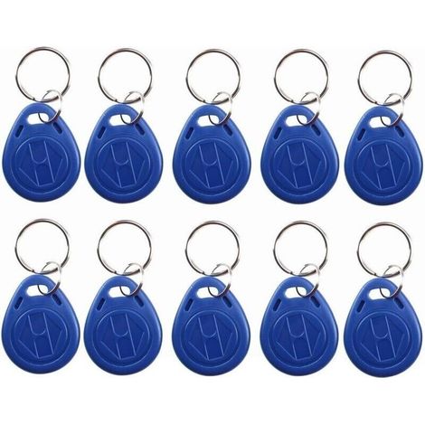 Porte-clés RFID inscriptible 125 kHz T5577/EM4305, étiquette NFC, jeton d'identification de proximité, porte-clés de contrôle d'accès pour systèmes de sécurité, bleu (10)