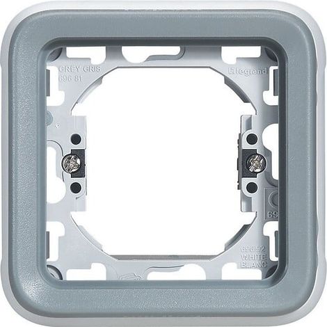 Plaque étanche support Plexo 1 poste pour montage en encastré - gris