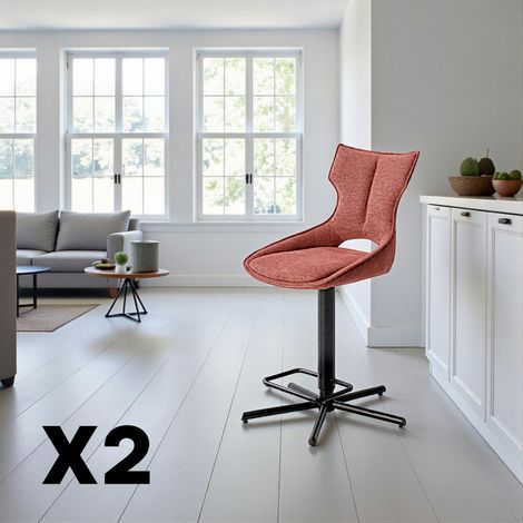 Chaise de bar réglable rose à dossier ouvert (lot de 2) LOMBARDIE (1/5)