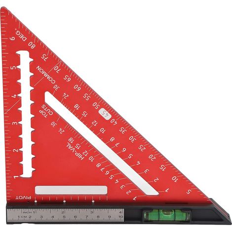 Ej.Life Sparrenquadrat, 7-Zoll-Dreieck, Zimmermannsquadrat, Hochpräzises Sparrenquadrat aus Aluminiumlegierung, Dreieckslineal für die Holzbearbeitung (Rot) (1/4)