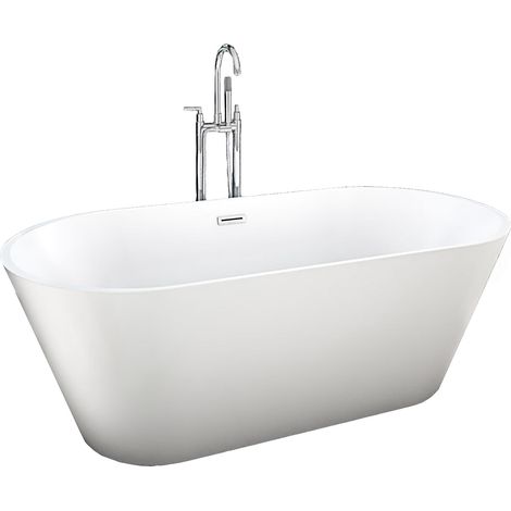 freistehende Badewanne Wanne F11 170x80cm Whirlpool mit Luftmassage mit Armatur AF03 (1/5)