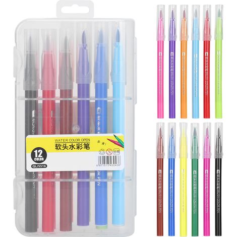 2 Set Watercolor Painting Pen Drawing Assorted Colors Fine Point Markers Art Tools (1/5)