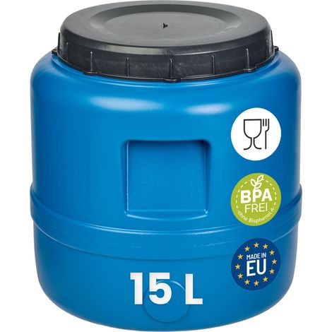 Garronda 15 L Regentonne Regenfass Weithalsfass aus HDPE als Kunststofffass und Wasserbehälter für Wasser und Lebensmittel zur Lagerung Fermentierung GD-0186 Blau (1/5)