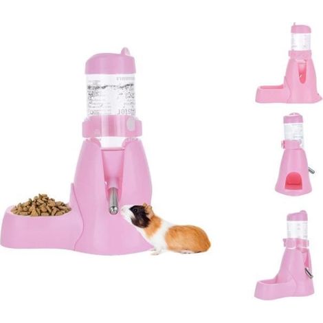 1 Distributeur d'eau pour rongeurs, 125ml, acier inoxydable, plastique, fixation cage, lapin hamster cobaye (1/4)