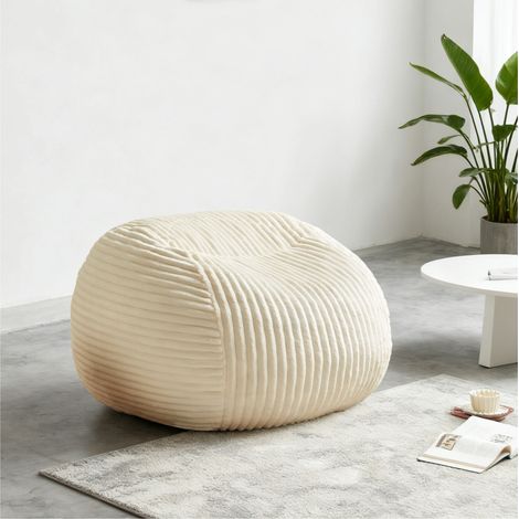 Poltrona sacco beige in schiuma memory per adulti, comoda e versatile per soggiorno, camera e dormitorio (1/5)