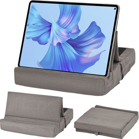 Coussin Tablette à Angle Réglable, Support ipad Pliable, Support Tablette Lit avec Support de Stylet pour ipad pro, Téléphones, Livres, Gris (1/5)